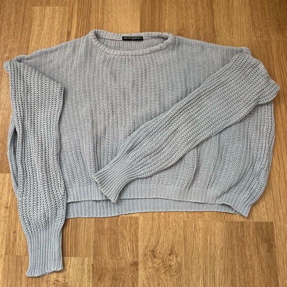 Blue Knit Cropped Sweater - Picture 1 of 2